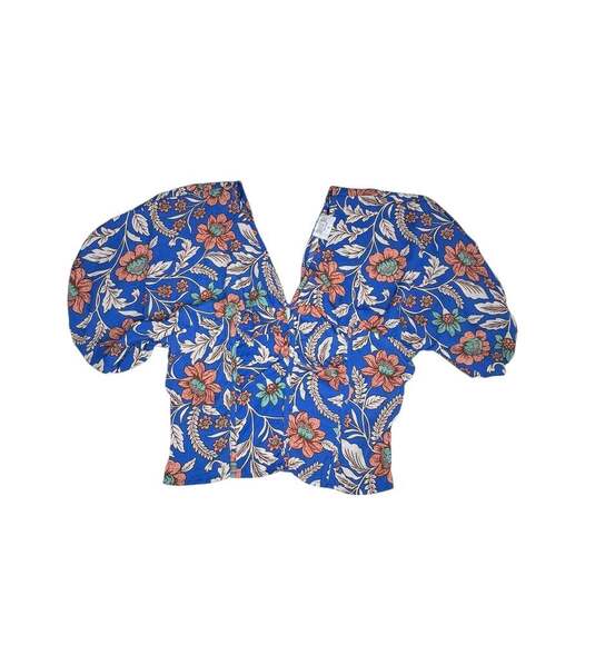 Sienna Sky Floral Puff Sleeve Smocked Ruffle Top WT8 - Picture 1 of 5